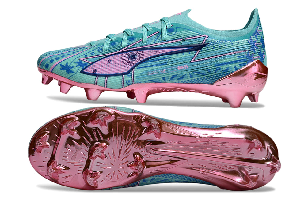 Chuteira Puma Ultra 5 Campo FG - Azul/Rosa