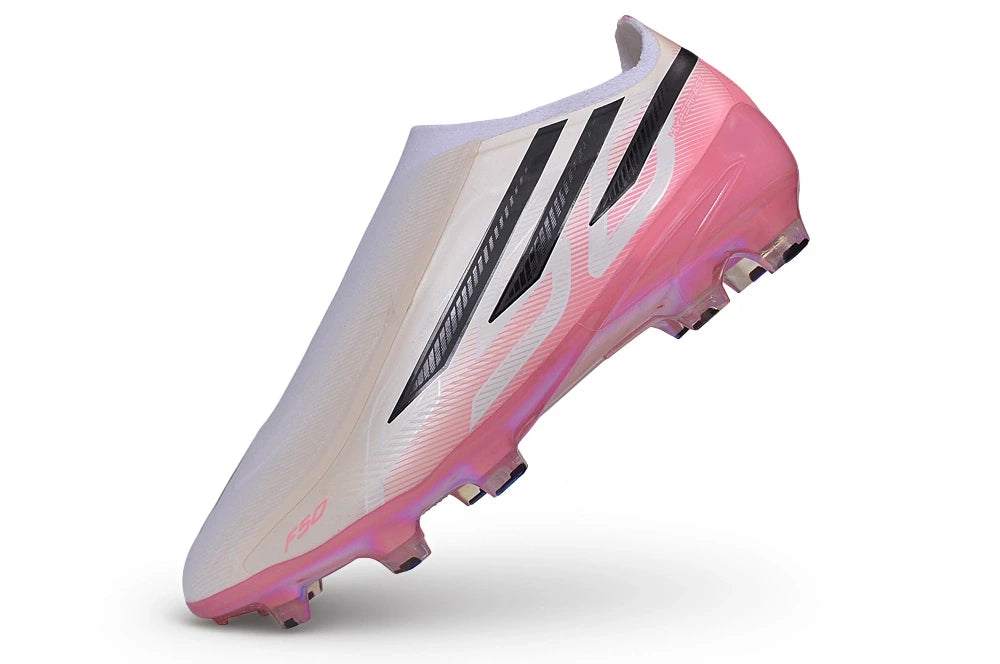 Chuteira Adidas F50 Hyperfast Laceless FG - Rosa/Branco