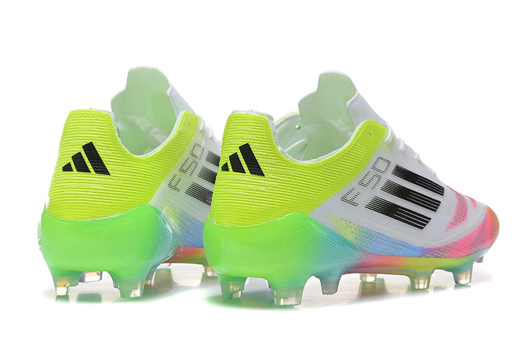 Chuteira Adidas F50 X Campo - Branco/Azul/Verde/Rosa