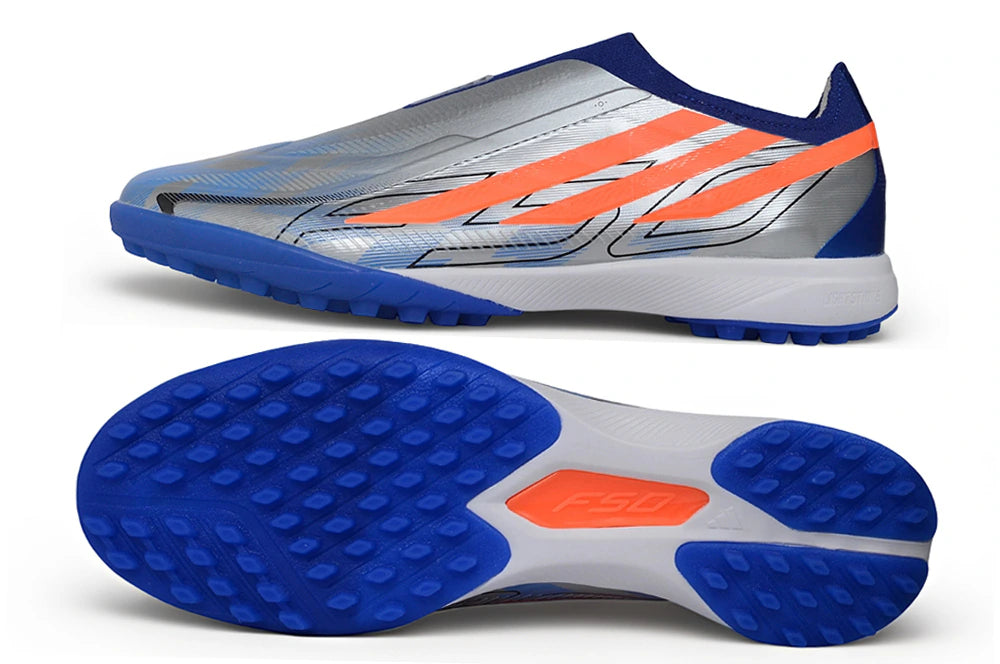 Chuteira Adidas F50 Hyperfast Laceless TF - Prata