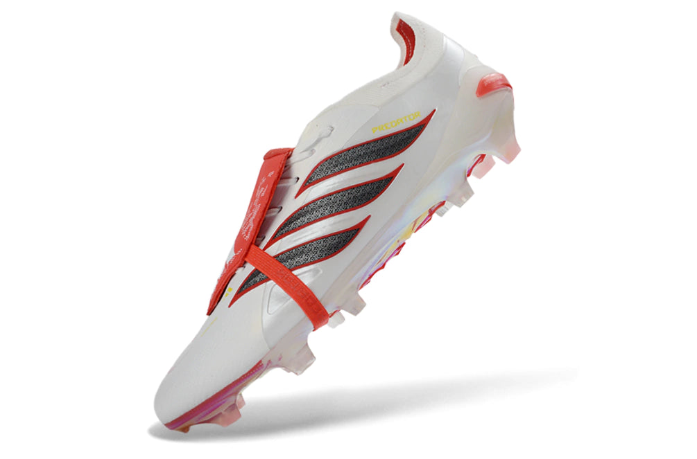 Chuteira Adidas Predator Tongue 26 Elite FG - Branco/Vermelho