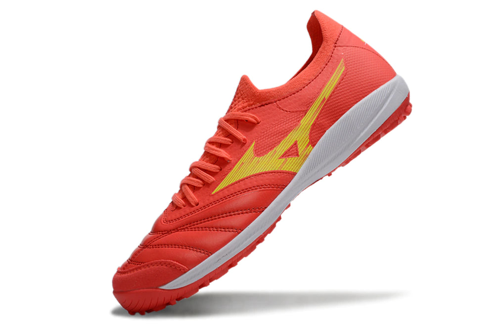 Chuteira Miuzno Morelia Neo Sala β Society - Laranja/Branco/Amarelo