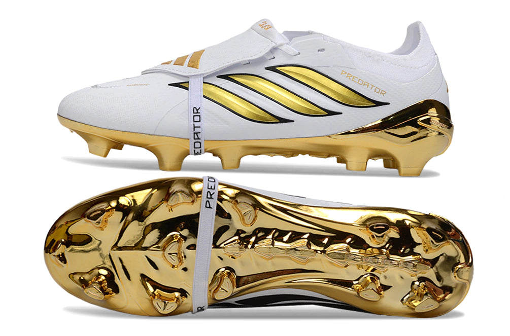 Chuteira Adidas Predator Tongue 26 Elite FG - Branco/Dourado
