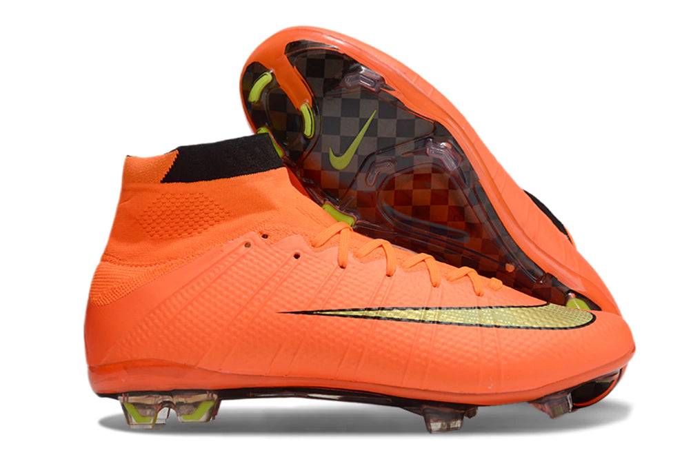 Chuteira Nike Mercurial Superfly 4 Elite Campo - Laranja/Preto