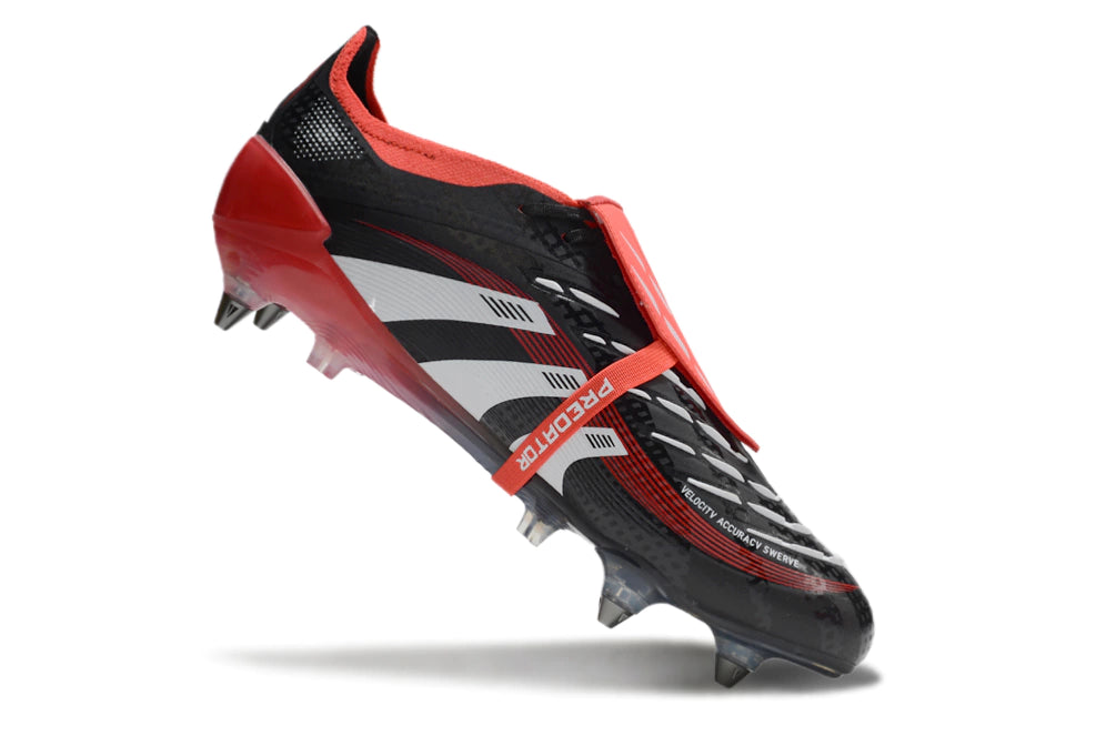 Chuteira Adidas Predator 25 Elite Tongue SG - Preto/Vermelho/Branco