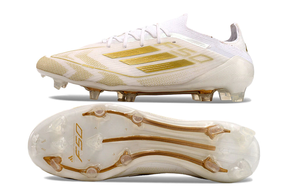 Chuteira Adidas F50 X Campo - Branco/Dourado