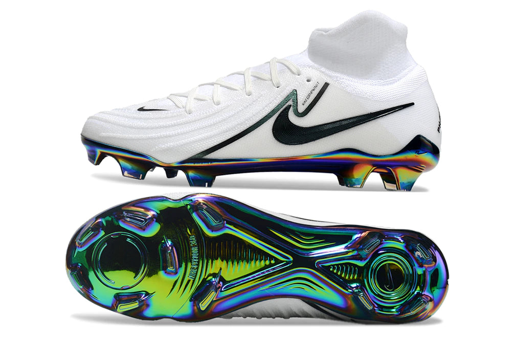 Chuteira Nike Campo Phantom Luna 2 Elite Campo FG - Branco/Preto/verde