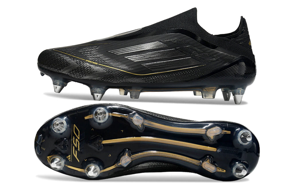 Chuteira Adidas F50 X Laceless Campo SG - Preto/Dourado