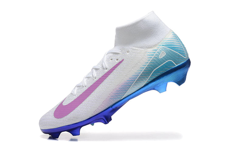 Chuteira Nike Air Zoom Mercurial Superfly 10 Elite Campo - Branco/Azul/Rosa