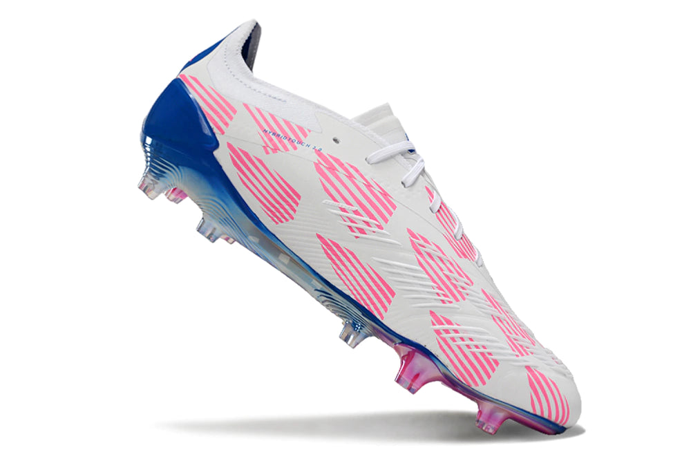 Chuteira Adidas Predator Elite Campo FG - Branco/Azul/Rosa