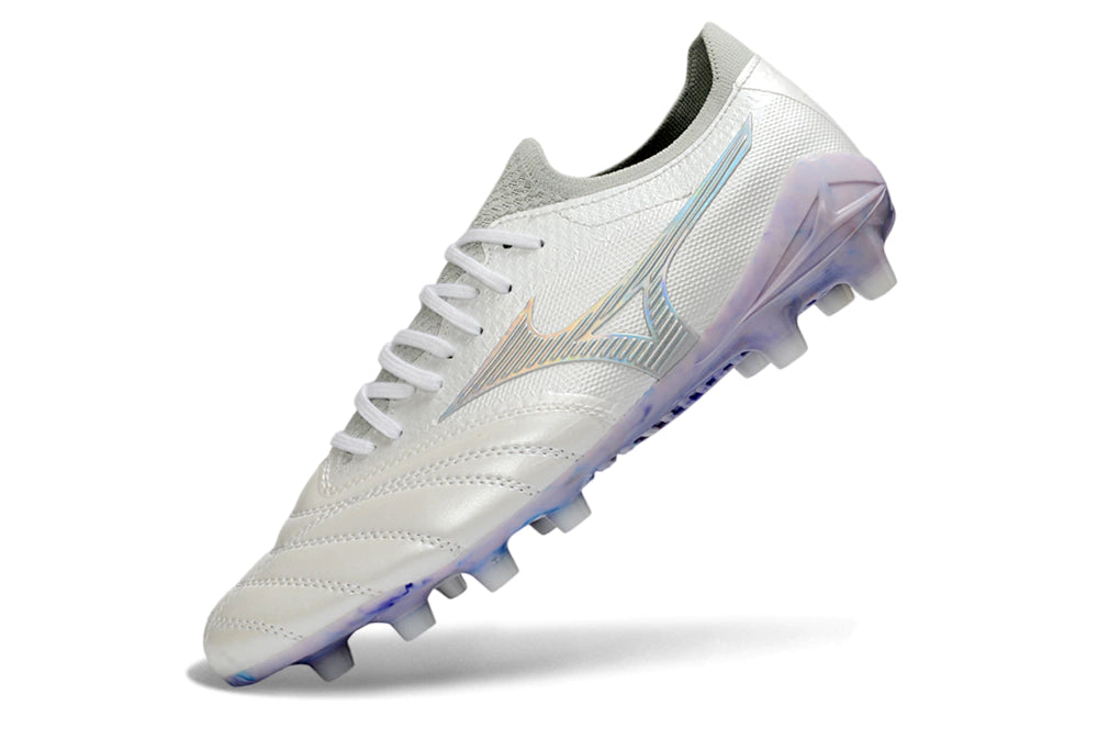 Chuteira Mizuno Morelia Neo 4 Campo - Branco/Roxo