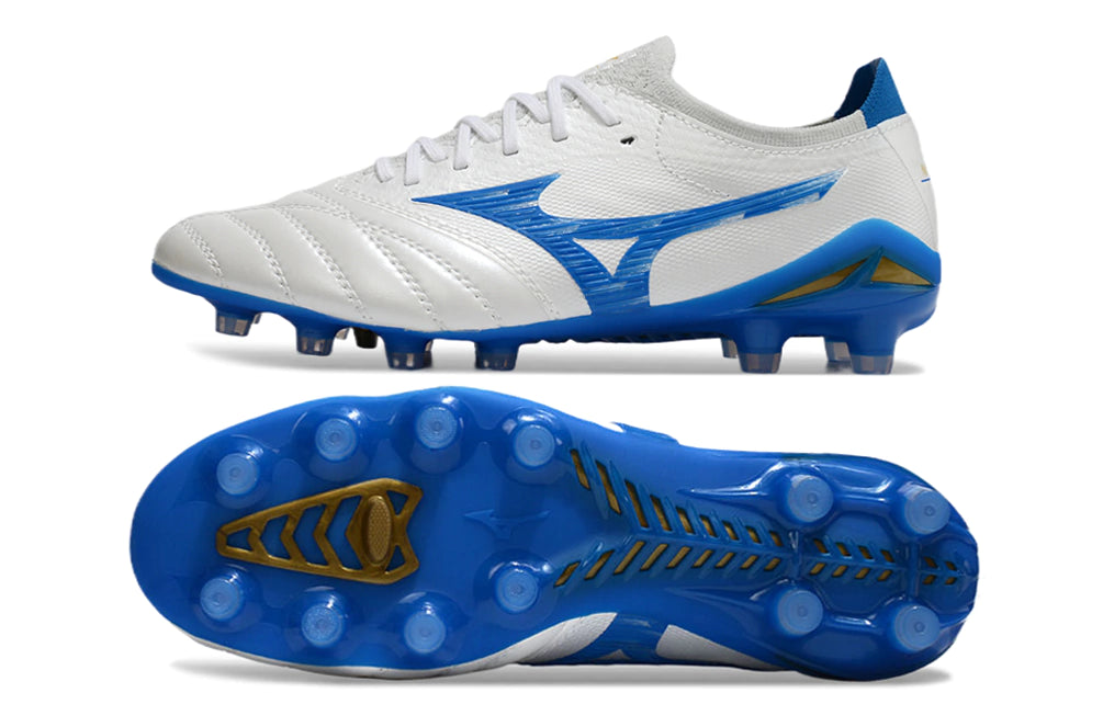 Chuteira Mizuno Morelia Neo 4 Campo - Branco/Azul