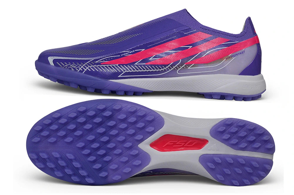 Chuteira Adidas F50 Hyperfast Laceless TF - Roxo