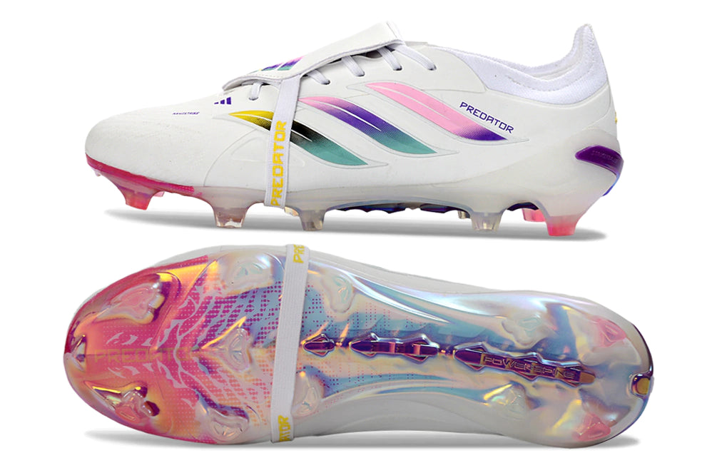 Chuteira Adidas Predator Tongue 26 Elite FG - Branco/Rosa