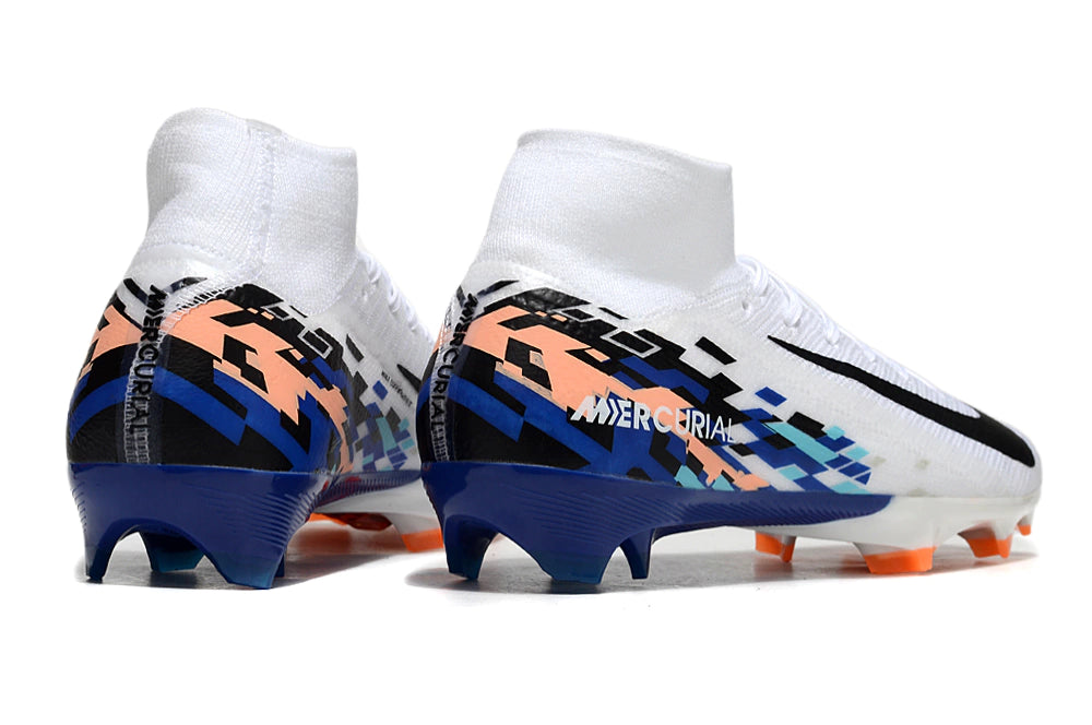 Chuteira Nike Air Zoom Mercurial Superfly 10 Elite Campo - Branco/Azul