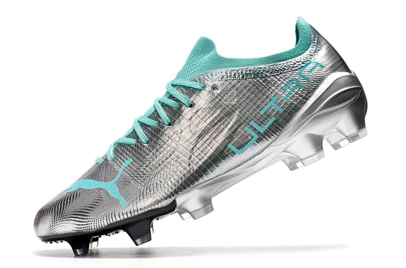 Chuteira Puma Ultra 1.3 Campo FG - Prata/Preto /Azul
