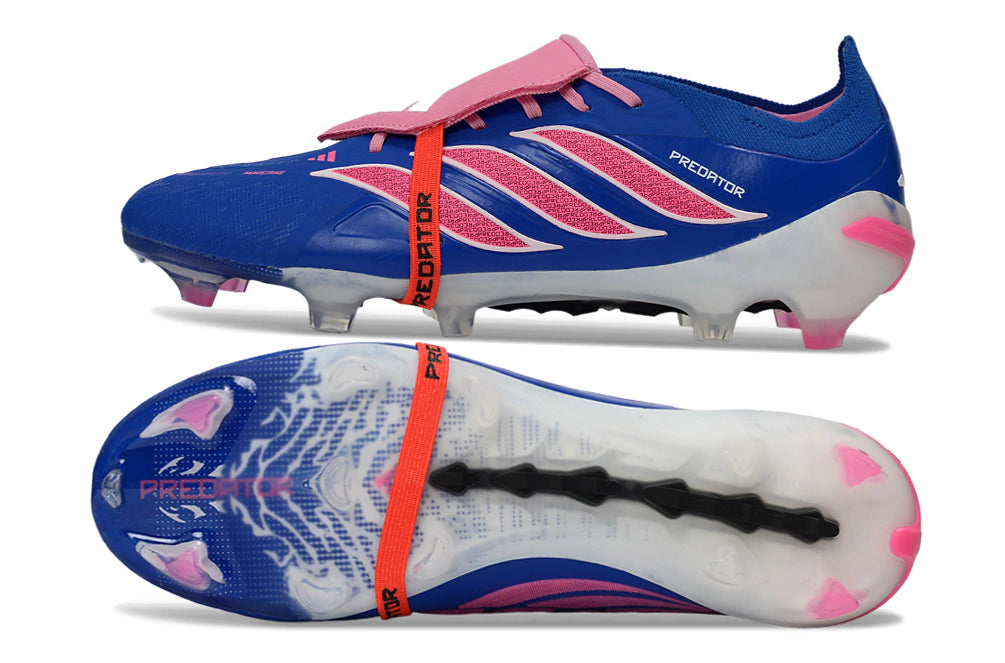 Chuteira Adidas Predator Tongue 26 Elite FG - Azul/Rosa