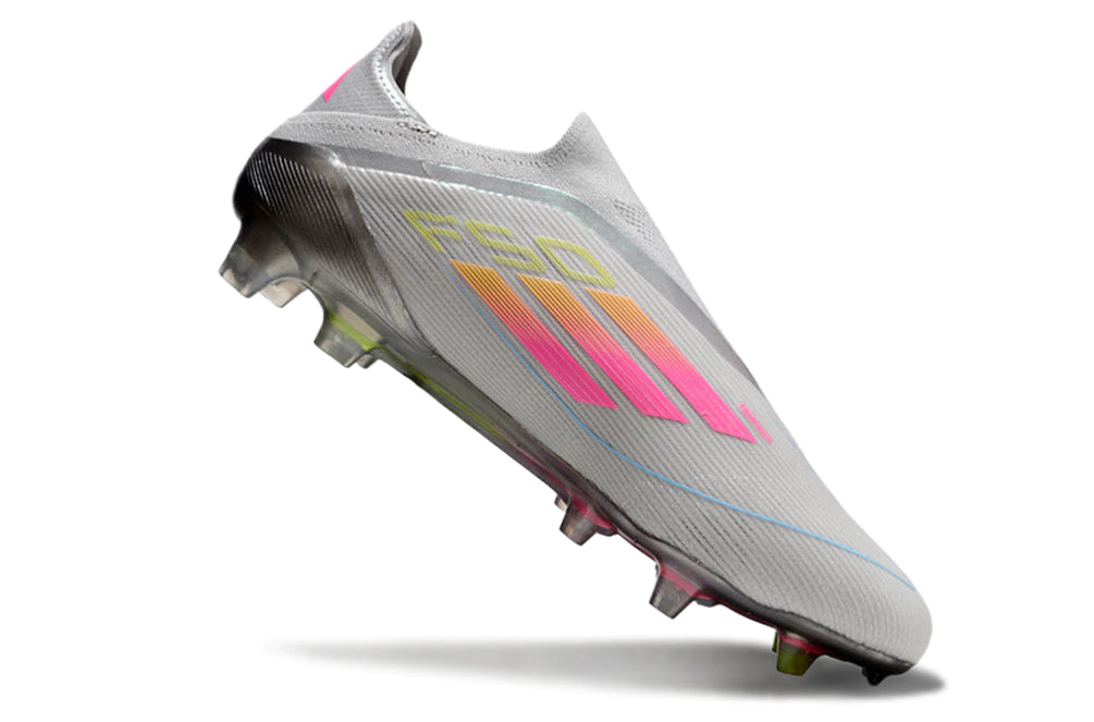 Chuteira Adidas F50 X Laceless Campo - Cinza/Rosa