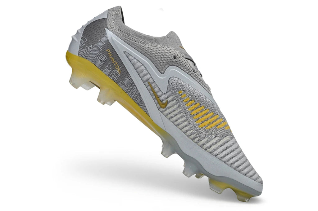 Chuteira Campo NIKE Phantom 6 Elite FG - Cinza/Dourada