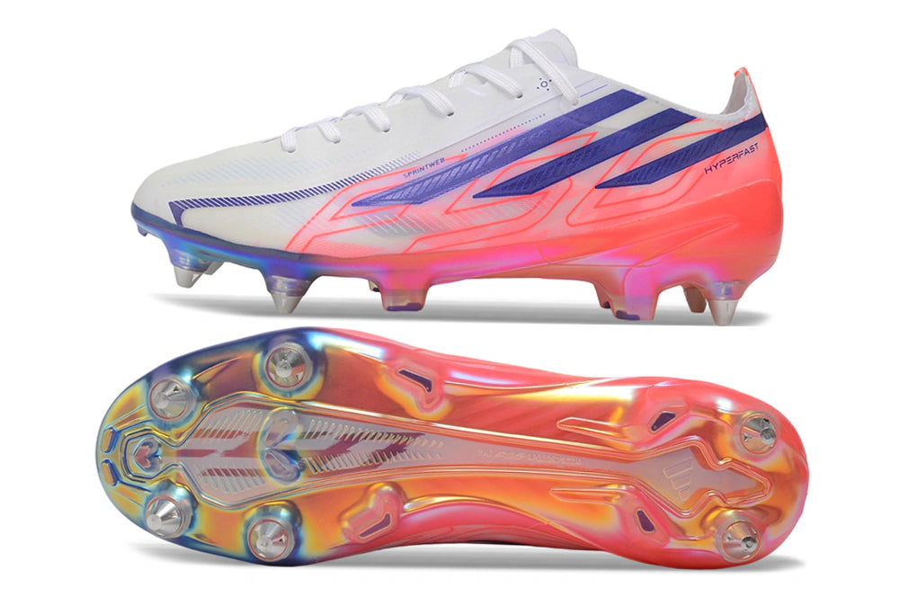 Chuteira Adidas F50 HyperFast SG - Branco/Rosa