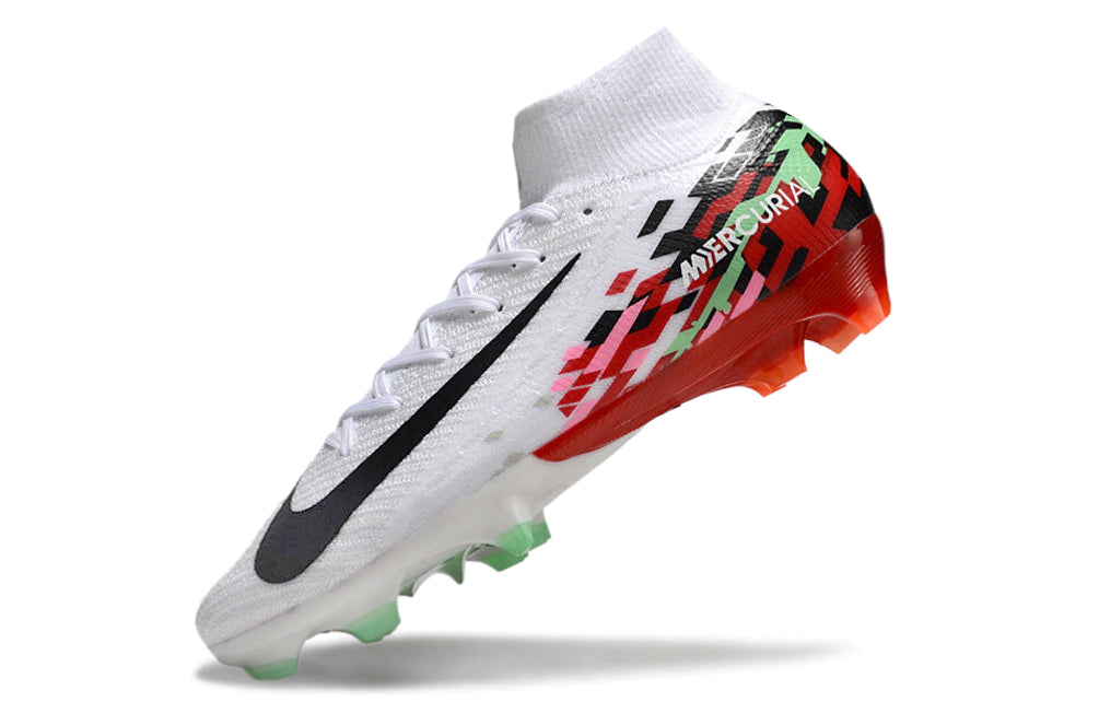 Chuteira Nike Air Zoom Mercurial Superfly 10 Elite Campo - Branco/Vermelho/Preto