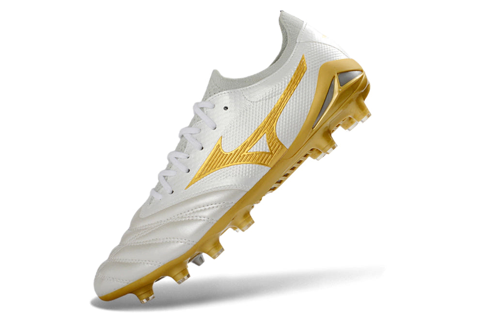 Chuteira Mizuno Morelia Neo 4 Campo - Branco/Dourado