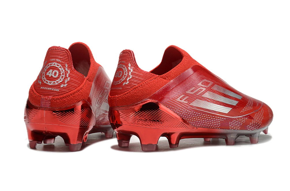 Chuteira Adidas F50 X Laceless Campo - Prata/Vermelho