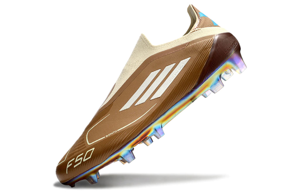 Chuteira Adidas F50 X Laceless Campo - Marrom
