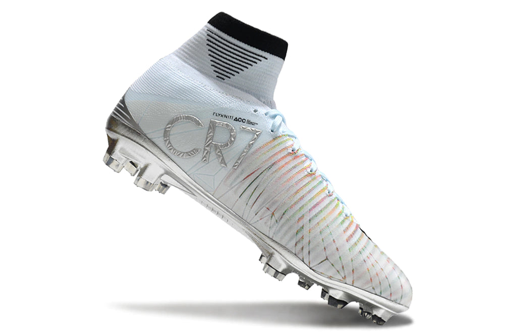 Chuteira Nike Mercurial Superfly 5 Elite Campo - Branco/Prata/Preto