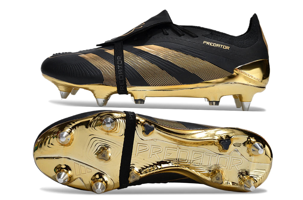 Chuteira Adidas Predator Elite Tongue SG - Dourado/Preto