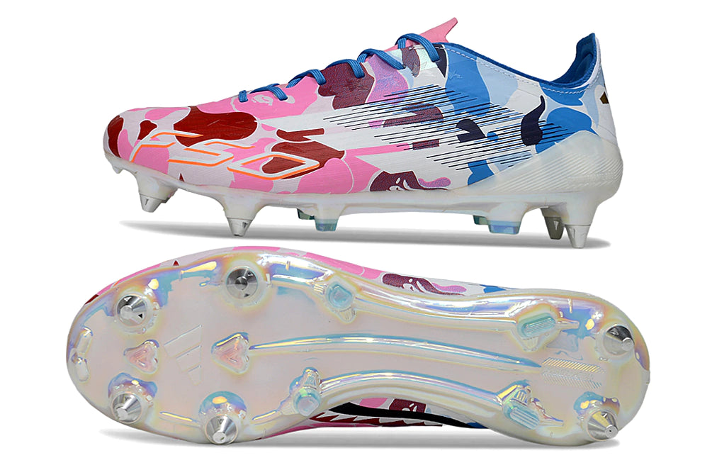 Chuteira Adidas F50 X Campo SG - Rosa/Azul