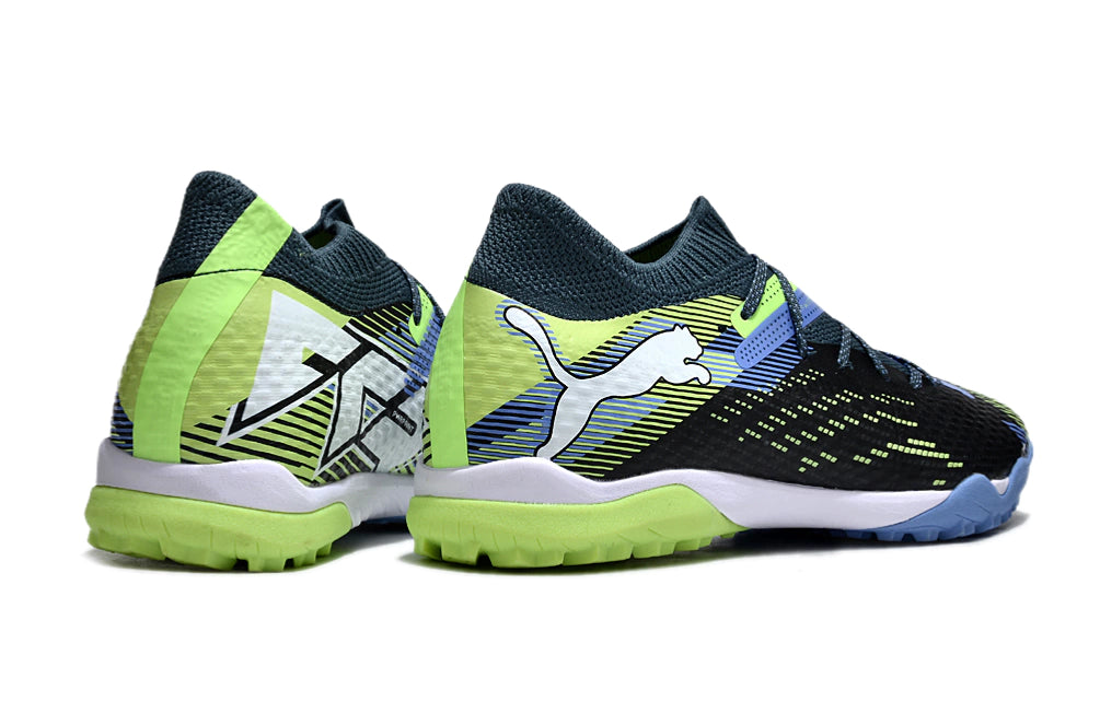 Chuteira Puma Future 7 Match Society - Preto/Azul/Verde