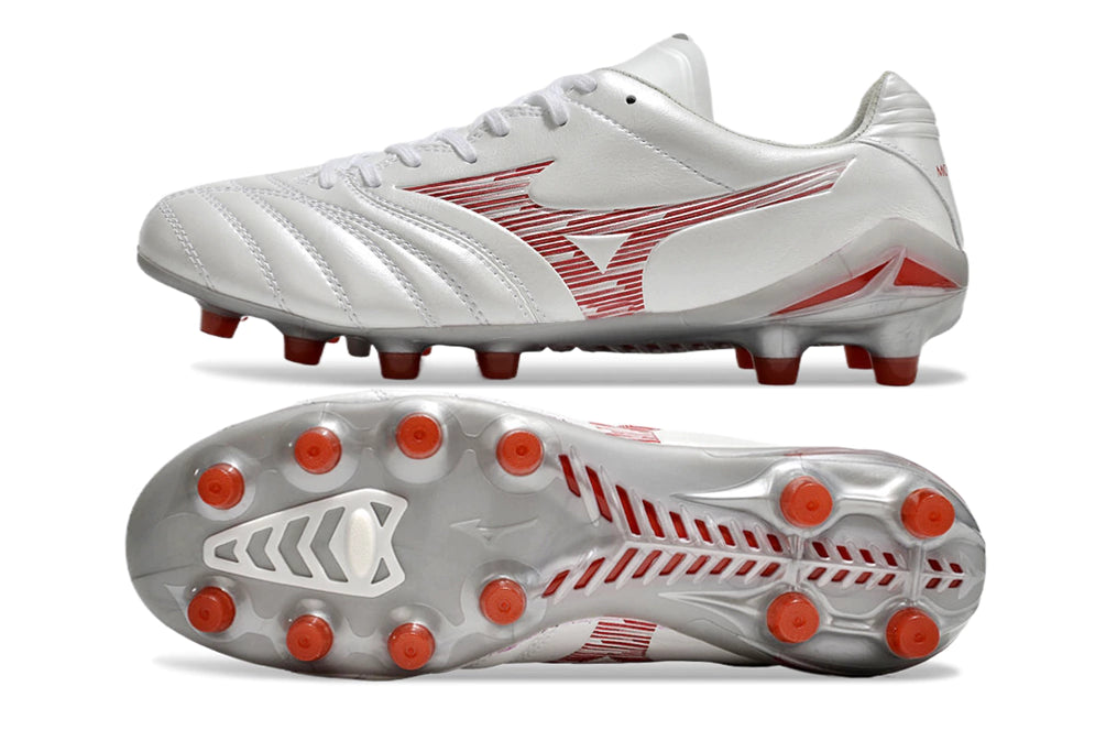 Chuteira Mizuno Morelia Neo 4 Campo - Branco/Vermelho