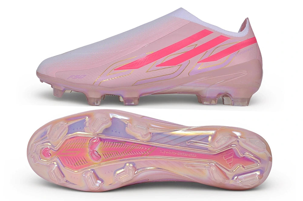 Chuteira Adidas F50 Hyperfast Laceless FG - Rosa