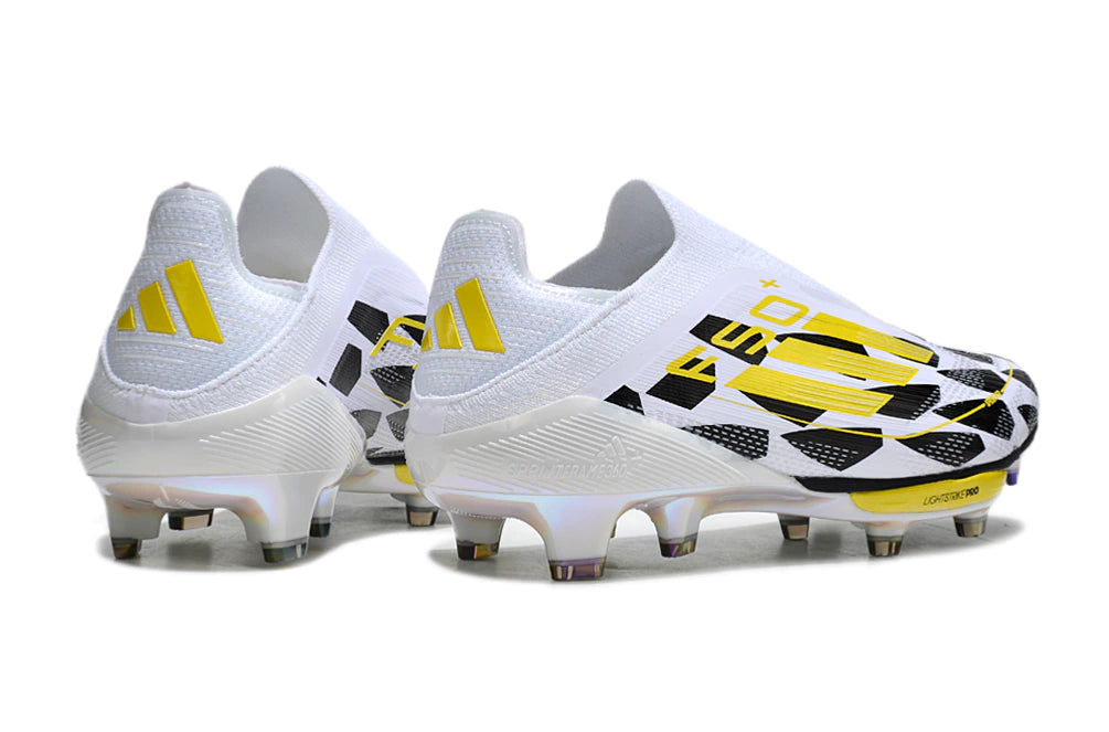 Chuteira Adidas F50+ Elite Campo - Branco/Preto/Dourado