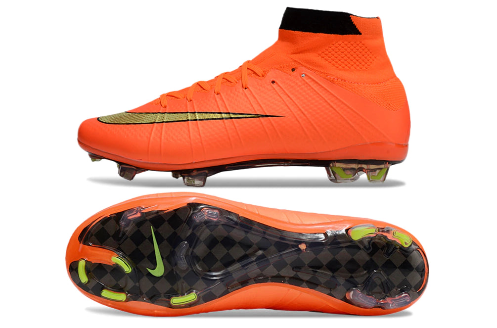 Chuteira Nike Mercurial Superfly 4 Elite Campo - Laranja/Preto