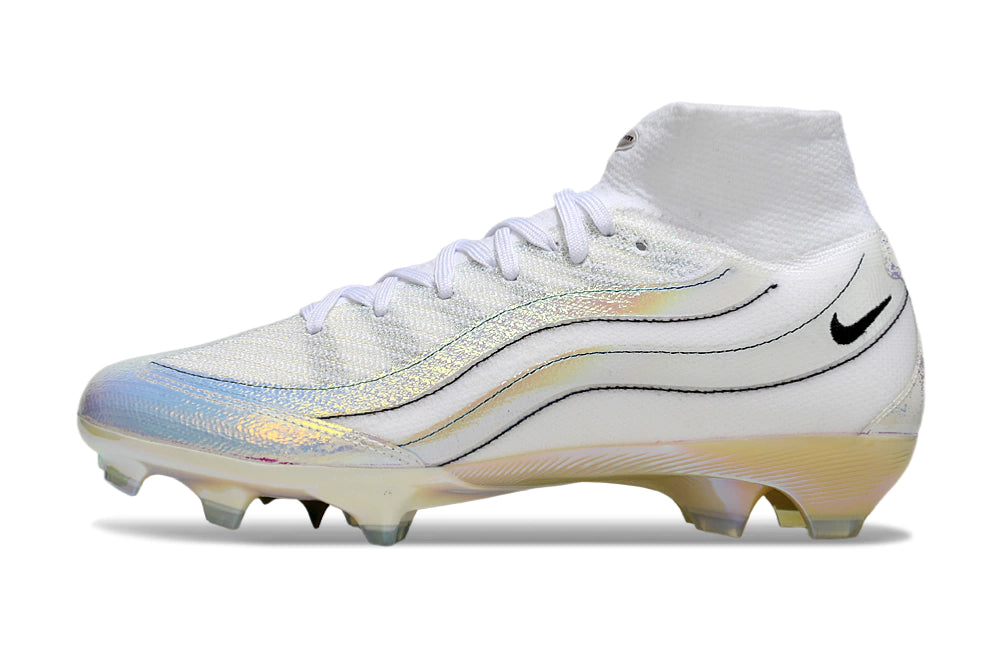 Chuteira Nike Air Zoom Mercurial Superfly 10 Elite Campo - Branco/Dourado
