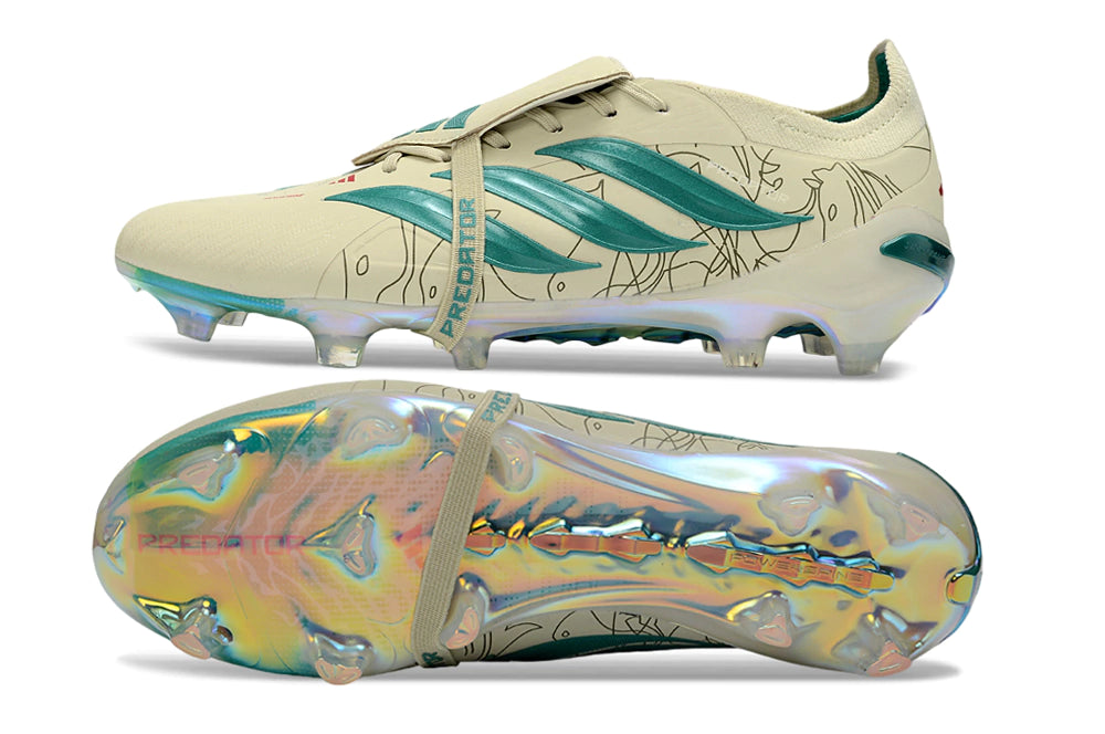 Chuteira Adidas Predator Tongue 26 Elite FG - Bege