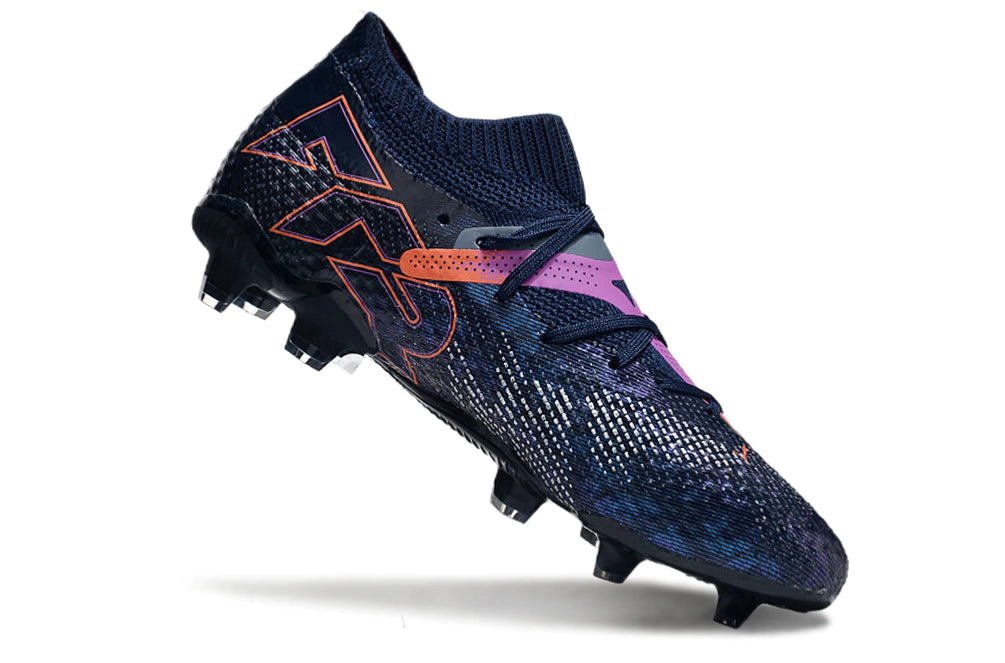 Chuteira Puma Future 7 Ultimate Campo FG - Azul Escuro/Rosa/Branco
