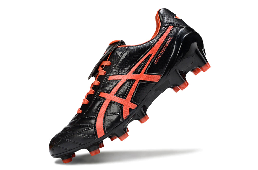 Chuteira Campo Asics Lethal Testimonial 4 IT - Preto/Vermelho