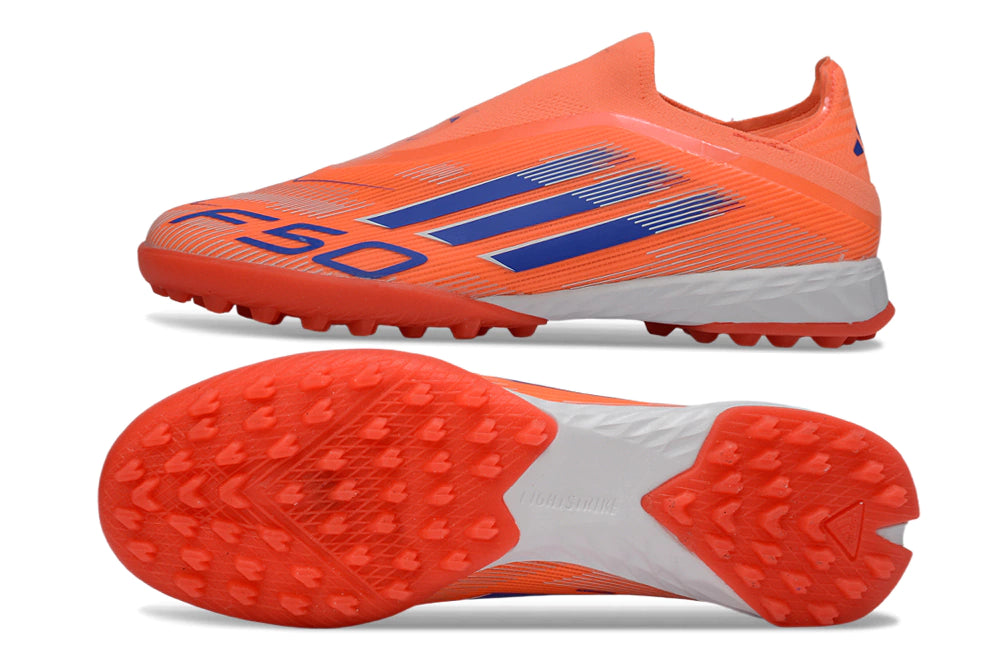 Chuteira Adidas F50 Pro Laceless Society "Coral Blaze"