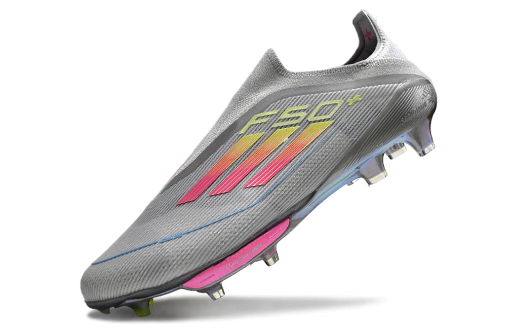 Chuteira Adidas F50+ Elite Campo - CInza/Rosa