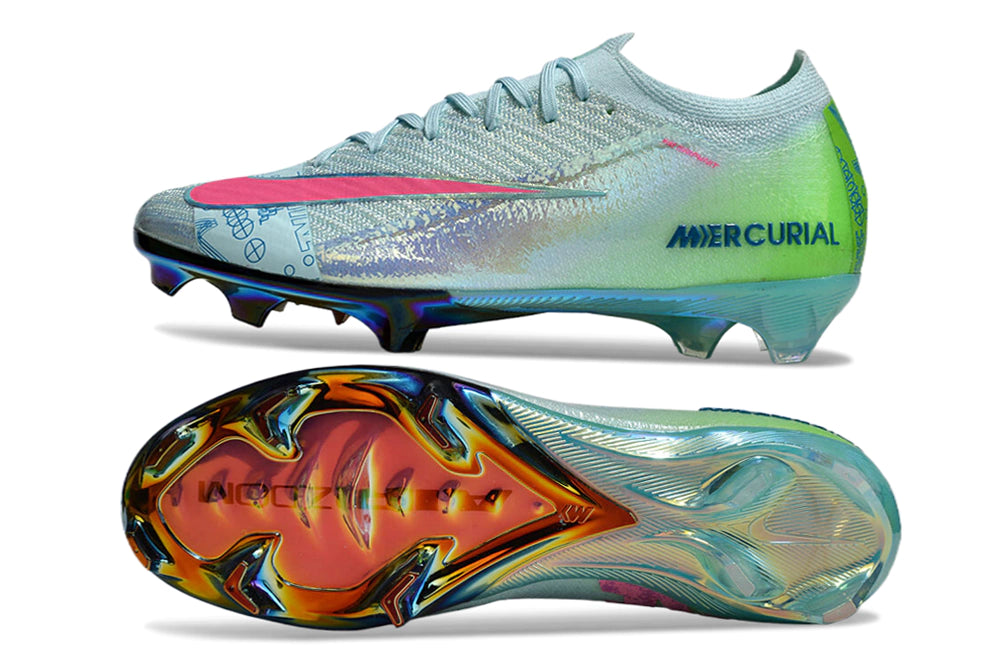 Chuteira Nike Air Zoom Mercurial Vapor 16 Elite FG - Azul/Verde/Rosa