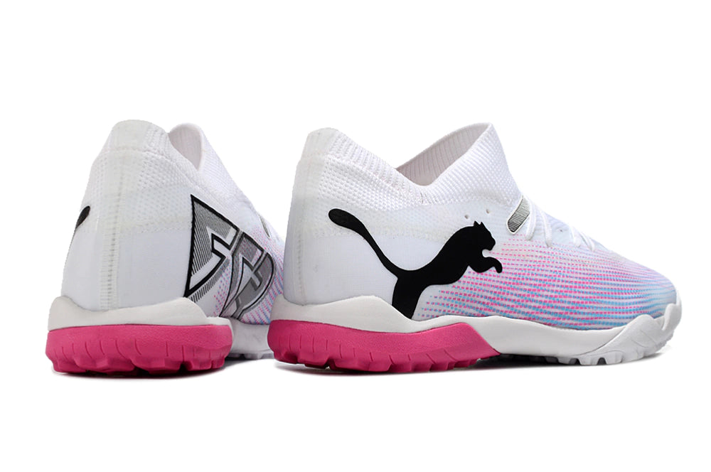 Chuteira Puma Future 7 Match Society - Branco/Preto/Rosa