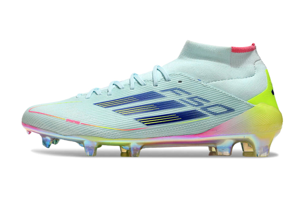 Chuteira Adidas F50 Elite Mid Campo - Azul/Verde/Rosa