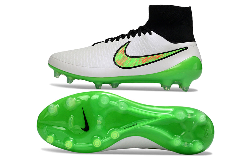 Chuteira Campo Nike Magista Obra FG - Branco/Verde