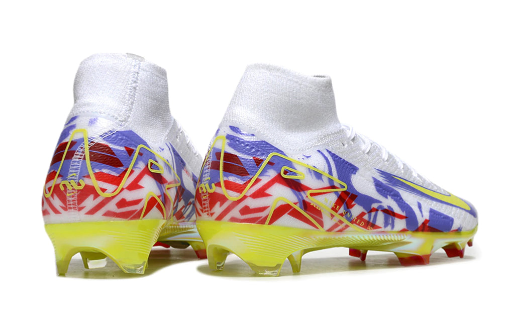 Chuteira Nike Air Zoom Mercurial Superfly 10 Elite Campo - Branco/Vermelho/Roxo