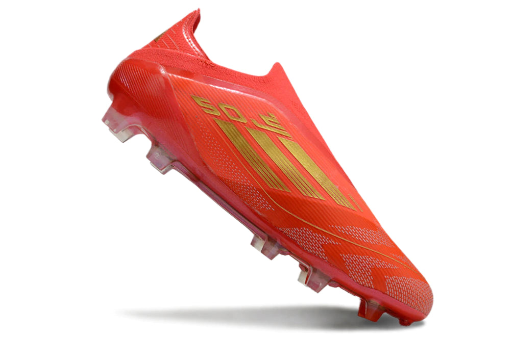 Chuteira Adidas F50 X Laceless Campo - Vermelho/Dourado