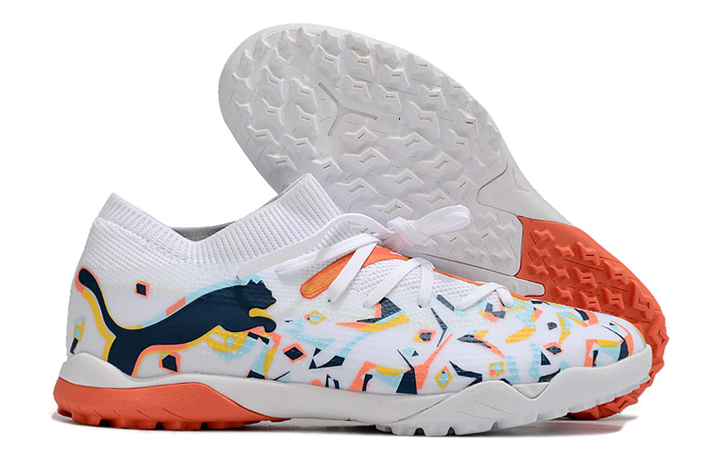 Chuteira Puma Future Match Society TF - Branco/Laranja