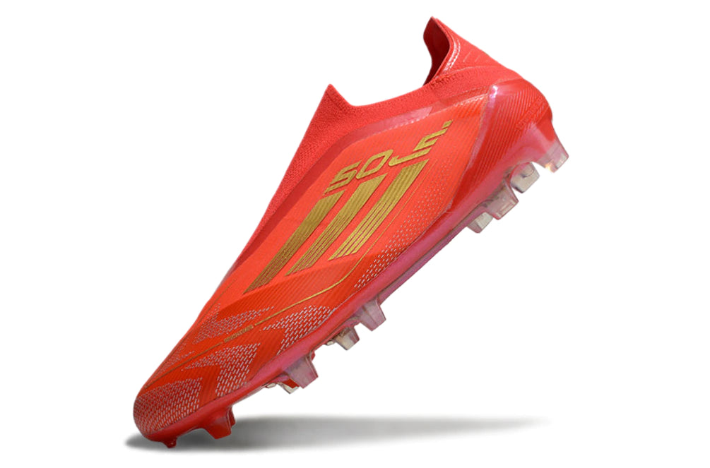 Chuteira Adidas F50 X Laceless Campo - Vermelho/Dourado